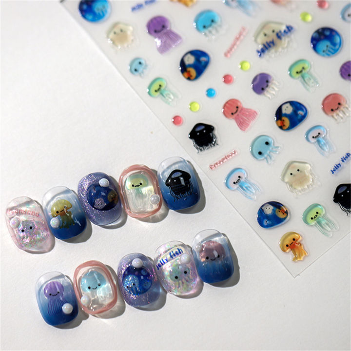 1pcs%205D%20Kawaii%20Jelly%20Series%20Nail%20Art%20Stickers%20Blue%20Jellyfish%20Adhesive%20Nail%20Art%20Decorations%20Stickers%20Hot%20Stamping%20Manicure%20Decals%20-%20Image%203