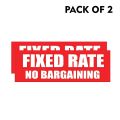Pack of 2 Fixed Price No Bargaining Sign Sticker Red White 11.8x3.9 inch. 