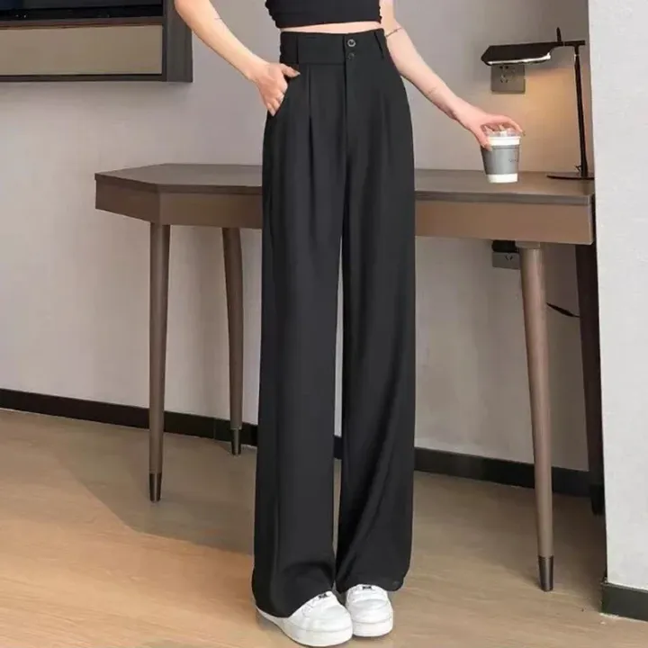 2025%20Female%20High%20Waisted%20Wide%20Leg%20Pants%20Spring%20Women%20Concise%20Fashion%20Suit%20Trousers%20Lady%20Chic%20Korean%20Designer%20Solid%20Color%20Slacks%20-%20Image%202
