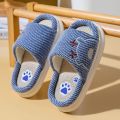 Children's Linen Slippers Spring Summer Autumn Indoor Cartoon PVC Bottom Kids Slippers Boys Girls Slip-On Shoes.