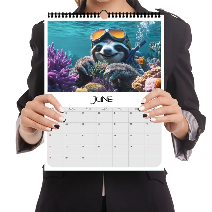 1pc%202026%20Hanging%20Calendar,Sloth%20Humanized%20Design,12%20Beautiful%20Patterns,Wall%20Calendar,Perfect%20Gift%20for%20Birthdays,%20Christmas%20-%20Image%203
