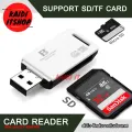 (Card reader) card reader USB 2.0 fast data transfer 500 MB support TF, Micro SD, SD card with flap (multicolor white/black). 