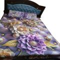 Premium King Size 3D Design Bed Sheet with 2 Pillow Cover & 1 Side pillow Cover.