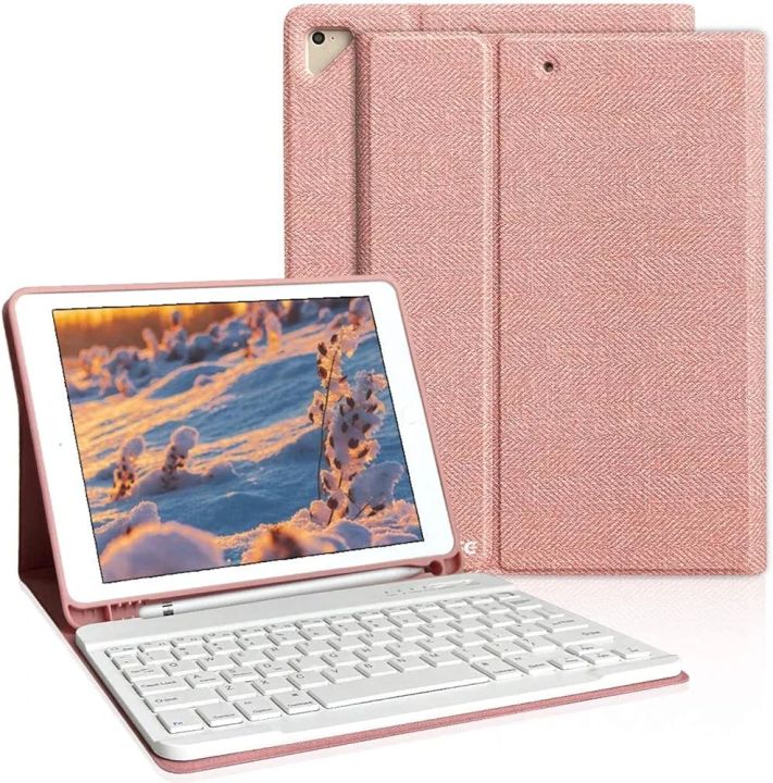 aMZCaSE for iPad Pro 9.7 Inch Case with Keyboard for iPad 6th Generation(2018),5th Generation(2017),for iPad Air 2/Air 1 Case with Keyboard with Wireless Detachable Bluetooth Keyboard,Champagne