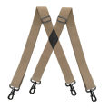 Heavy Duty Big Tall Suspenders with 4 Snap Hooks 3.5*120cm for Men Work Adjustable Elastic Trouser Brace Strap Belt Solid Black.