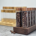 Coffee Beans Storage Tube Single Dose Glass 17g 22g Walnut Based Container With Funnel Espresso Accessories Goods Barista Tools.