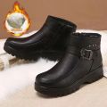 2024 Fashion Winter Women Pu Leather Ankle Boots Female Thick Plush Warm Snow Boots Mother Waterproof Non-slip Booties. 