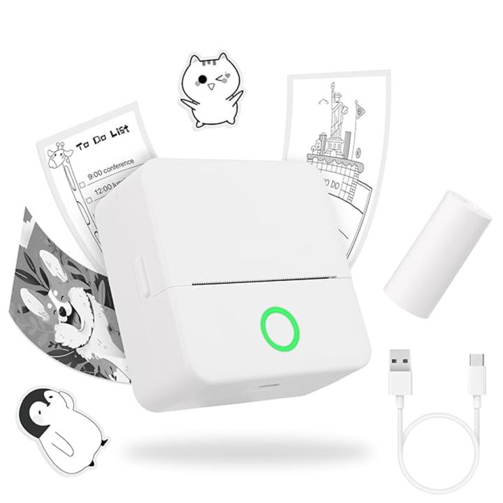 Portable Mini Printer Inkless Bluetooth Portable Photo Printing For Kids - 1080P Instant Camera Printer 2.8 inch IPS Screen, Front and Rear Dual Lens Camera 57mm for Android IOS Fit for Adhesive Label Thermal Papers