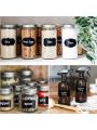 Black Waterproof Reusable Label Stickers With White Chalk For Mason Jars, Craft Room, Storage Spaces, Glass Bottles,Organization. 