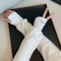 Wrinkle Ice Silk Arm Sleeves for Women Loose Fit Casual Outings Oversized Korean Style Driving Breathable Cooling Sun Sleeves. 