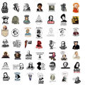 50Pcs World Philosophy Writers and Celebrities Stickers Paintings DIY Waterproof Stickers Decorate Laptop Guitar Skateboard.