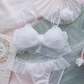 New Japanese Bras Lolita Girls Folds Bow Lovely Underwear Set Mesh Sweet Rimless Bra Comfortable Sweet Cute Bralette Sets. 