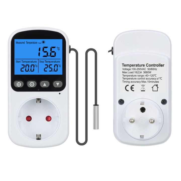 Digital EU Plug Temperature Controller Socket Outlet Thermostat With ...