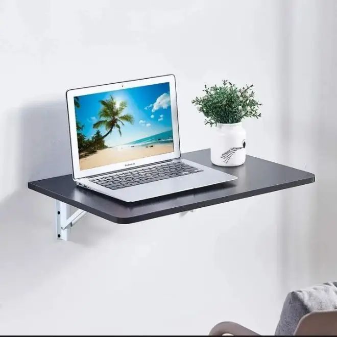 Wall Mounted Folding Wooden Laptop Table/Dvd Player/Iron Table Rack With White