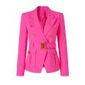 Factory Customize Luxury Quality Classic Style Office White Black Women Pocket Blazers with Blet.