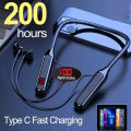 Wireless Earphones 5.3 Neckband Headphones Gaming LED Display Stereo Sports Headset Halter Waterproof Magnetic Earbuds.