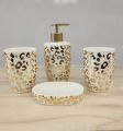 4 Pcs Ceramic Bathroom Accessories Set with Soap Holder, Toothbrush Holder, Soap Dish - Black Color. 