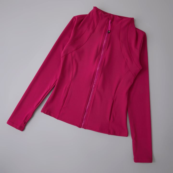 Yoga%20sport%20wear%20spandex%20full%20Zip%20Long%20Sleeve%20yoga%20jacket%20with%20Thumb%20Hole%20without%20hood%20Women%20Coat%20-%20Image%204