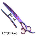 Purple Dragon 7.0'' 8.0'' Pet Grooming Scissors Thinning Shears Professional Cat Dog Curved Scissors Hair Cutting Comb Z3005. 
