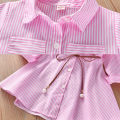 2025 Girls Fashion Clothes for Spring Autumn Striped Shirt Design with Belt Stylish and Comfortable Dress Girls Casual Dresses. 