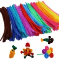 100PCS Colorful Chenille Stem Twisted Rod Wool Root Fluffy Bar Iron Wire DIY Handcraft Twisting Decorations Pipe Cleaners Plush. 