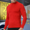 Men Compression Sport Tops High Collars Elasticity Breathable T-Shirt Gym Running Sweatshirt Fitness Tight Clothing. 