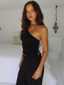 Women's  Diagonal Shoulder Strap Sleeveless Backless Tight Top Seaside Nightclub Party 2024 New Model. 