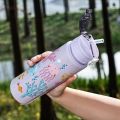 750ml Dinosaur Water Bottle For Kids Water Sippy Cup With Silicone Straw Leakproof Plastic Water Bottles Summer Kids Water Cup.