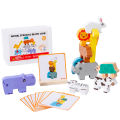 Wooden Animal Stacking Block Game Shape Matching Puzzle Balance Toy Montessori Fine Motor Training Educational Toys For Children.