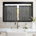 1/2Pcs Waterproof Sheer Short Curtains for Living Room Solid Colour Voile Panels Kitchen Cafe Tulle Window Treatments Rod Pocket. 