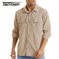 TACVASEN With 2 Chest Zipper Pockets Tactical Shirt Men's Quick Drying Skin Protective Long Sleeve Shirt Team Work Tops Outdoor. 