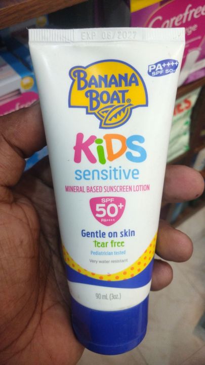 Original Banana Boat Kids Sensitive Gentle On Skin Sunscreen Lotion SPF50+ 90ml