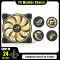 Computer Case Fan Logo Sticker, ROG MSI AORUS Corsair Label Gold-plated Paster PC Gamer GPU Decorative Accessories, 3Pcs/Lot. 