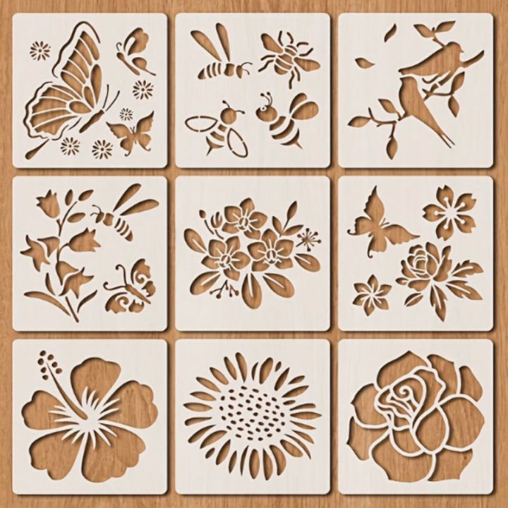 Bview Art Butterfly Stencils for Painting, 9-Pack Reusable DIY Templates for Wall Art, Spray Painting & Craft Projects