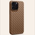 Premium Woven Leather Feel Case for iPhone 16/16 Pro/16 Plus/16 Pro Max- Durable, Stylish, and Shockproof Protection". 