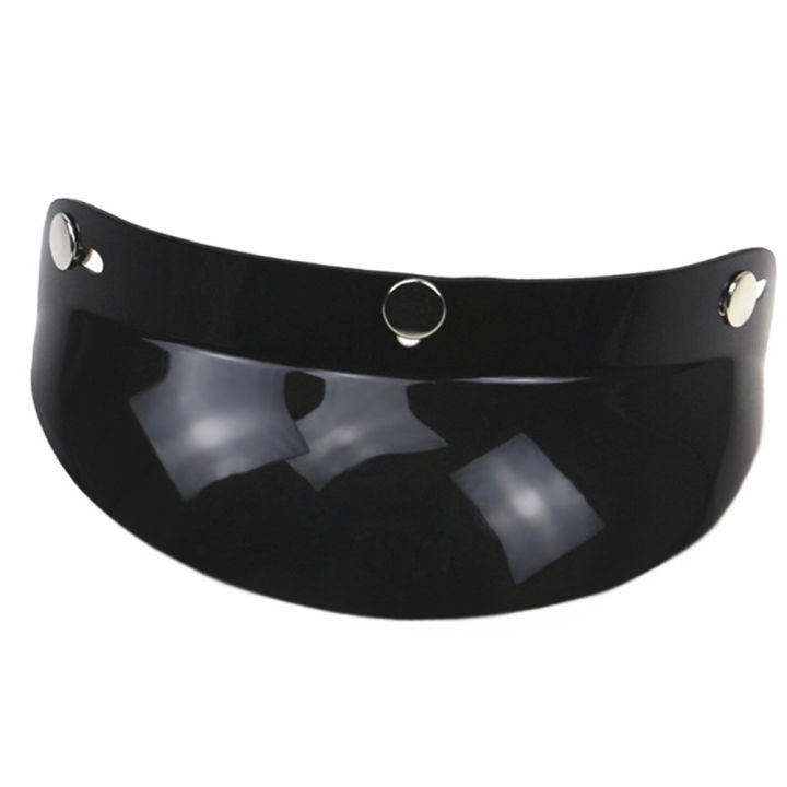 Universal Black 3-Snap Motorcycle Helmet Peak Lens Open Face Sun Shade Visor Shield