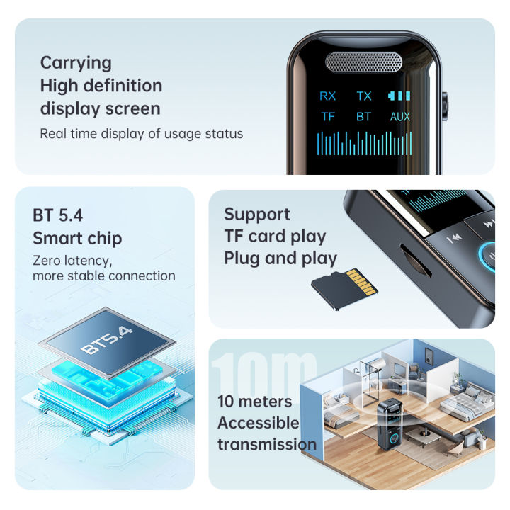 4%20in%201%20Bluetooth%205.4%20Audio%20Receiver%20Transmitter%203.5MM%20AUX%20TF%20Card%20Stereo%20Music%20LED%20Display%20Wireless%20Adapter%20With%20Mic%20For%20Car%20TV%20-%20Image%205