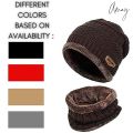 Winter Knit Beanie Woolen Cap Hat Woolen Neck Warmer Scarf Set for Men & Women - set of 2 outdoor winter clothing set, stretchable wool knit set, lightweight winter head and neck cover, gift winter accessory set (No Color Choice). 
