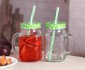 Pack of 2 Mason Glass Jar Mug with Straw.. 