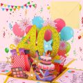 Happy Birthday Greeting Card With Envelope 3D Gift Box 18/30/40/50/60th Years Old Birthday Wishes Message Card Party Gift. 