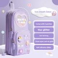 Handheld Backpack Pencil Case Cute Cartoon Dirt Resistant Canvas Three-layer Large Capacity Stationery Bag Storage Bag.