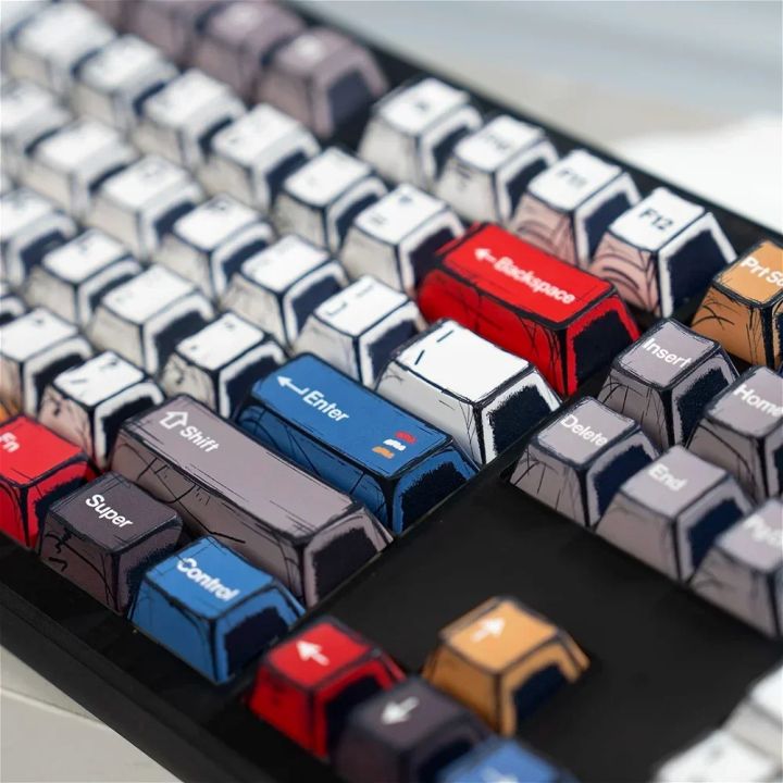 Manga Style Keycap Set PBT 136 Keys Cherry Classic Hundred Light Colour ...