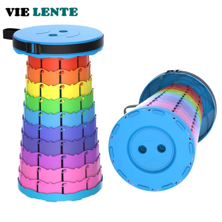 Thickened Travel Outdoor Rainbow Retractable Folding Stool, High-speed Rail and Train Portable Retractable Stool, Outdoor Chair