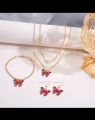 4PCS Jewelry Set for Girls Butterfly Necklace Earrings Bracelet Jewelry for Women, Oil Drop Chain Pendant Female Gifts. 