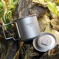 Tiartisan Outdoor Titanium Lightweight Portable Tea Coffee Cup Folding Handle Camping Water Mug for Hiking Travelling.