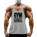 GYM ANIMAL Print Y Back Fitness Stringer Tank Top Mens Cotton Muscle Sleeveless Shirt Bodybuilding Clothing Workout Singlets. 