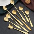 8PCS Flower Spoon Set Small Teaspoon Coffee Spoon Cute  Stainless Steel Teaspoons Milk Stir Tool for Fruit Honey Dinnerware Set. 