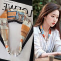 New Luxury Design Magnetic Pearls Button Silk Scarf Women Summer Neck Ornament silk Scarves Lady Shirt Sunscreen Decoration Gift. 