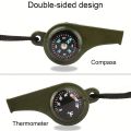 3-in-1 Emergency Whistle Compass & Thermometer - High Decibel Survival Keychain for Outdoor Safety. 
