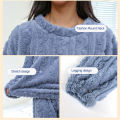 Women's pajamas set Winter Coral Velvet Homewear Fluffy O-neck leisure pajamas Velvet thickened two-piece loungewear set. 